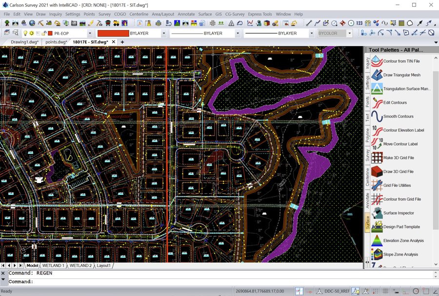Carlson Survey running on IntelliCAD, screenshot from Carlson Software