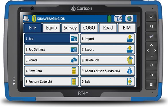 Carlson RT4-series rugged tablet running SurvPC, product photo